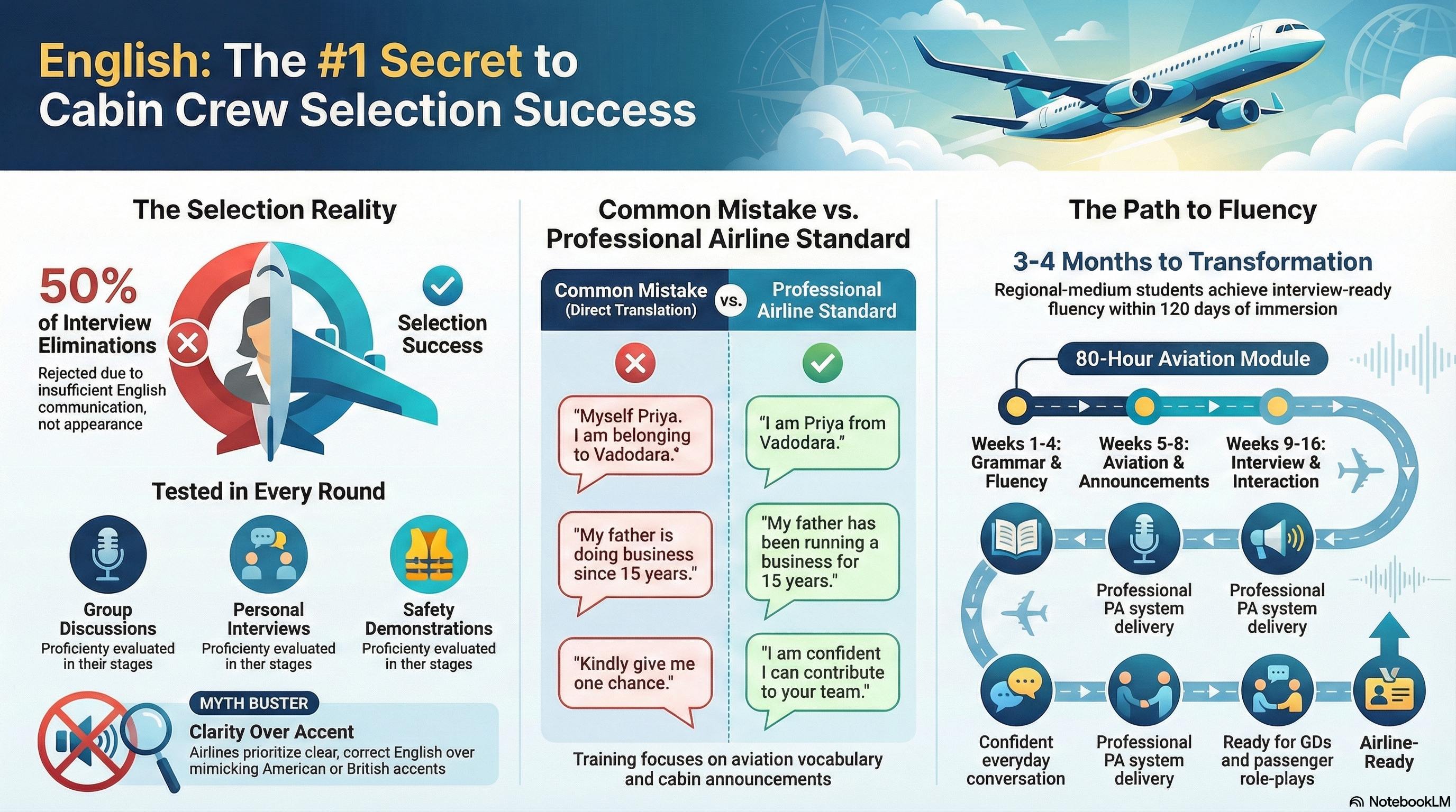 Cabin Crew Course with English Speaking 2025: 80-Hour Module - Cabin Crew career guide from Wings Institute Vadodara Gujarat